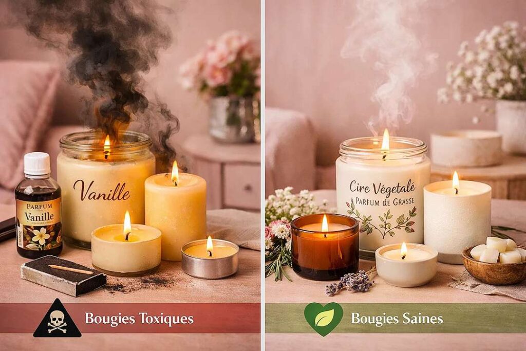 Bougies toxiques : Vanille chimique, migraine express & fumée noire – Le trio gagnant pour un salon irrespirable