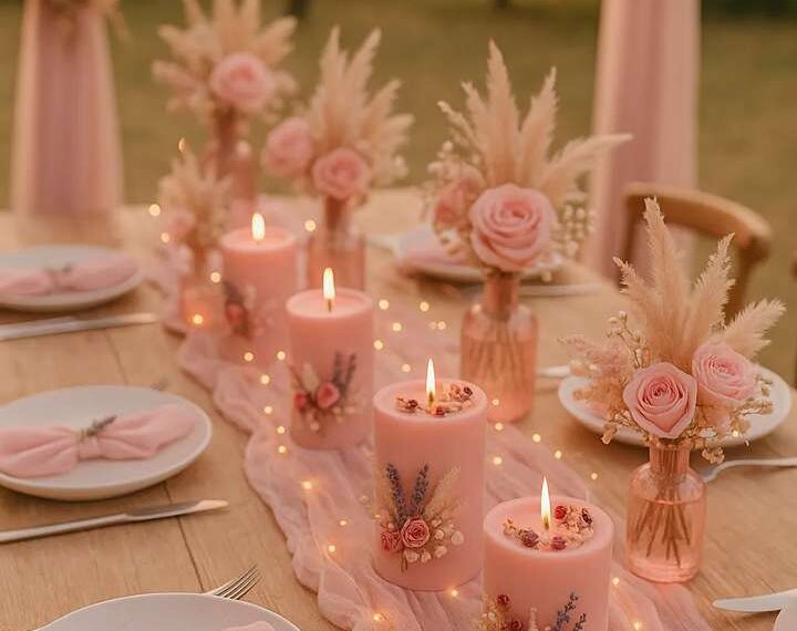 bougies-artisanales-fleuries-mariage-évènement