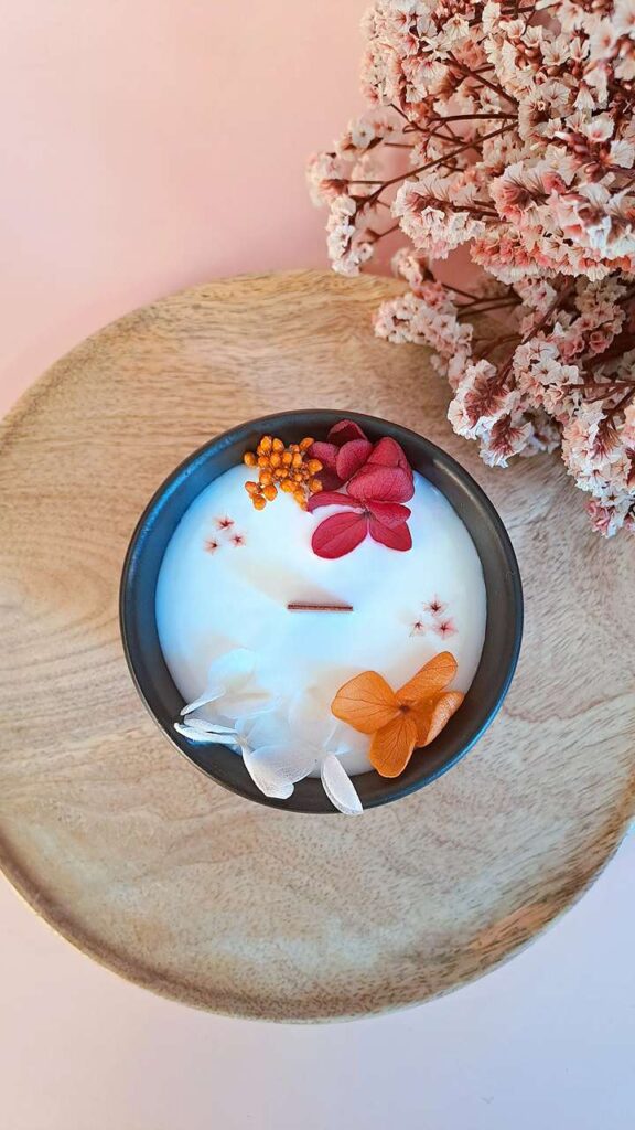 Bougie Artisanale Parfumée et Fleurie | AMBRE