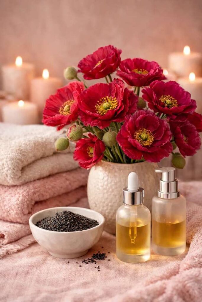 L’éclat du pavot : L’huile mystérieuse qui réveille la lumière de votre peau