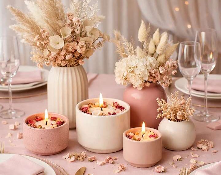 bougies-artisanales-fleuries-mariage-